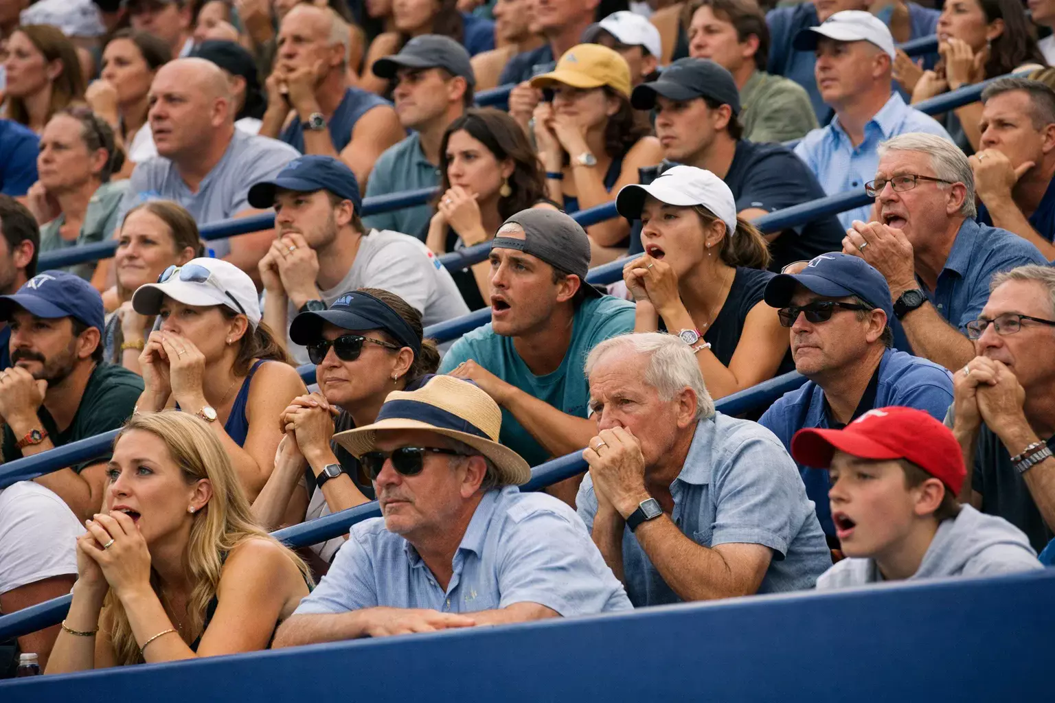 Público animando durante partido de tenis en estadio lleno